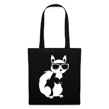 Lustiges Eichhörnchen mit Sonnenbrille Eichhörnchen - Stoffbeutel - Schwarz - Vorne