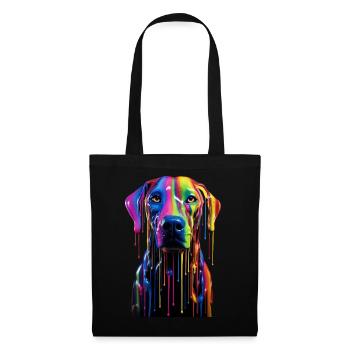 Chien arc-en-ciel - Sac en tissu - noir - Devant