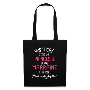 Pas facile d'être princesse et marraine - Sac en tissu - noir - Devant