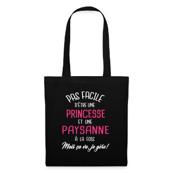 Pas facile d'être princesse et paysanne - Sac en tissu - noir - Devant