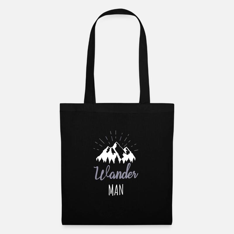 Wander Man Wandern Wanderer Sprüche Geschenk - Stoffbeutel - Schwarz