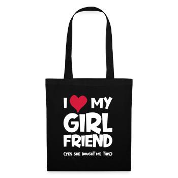 I love my Girlfriend she bought this Valentinesday - Tote Bag - black - Front