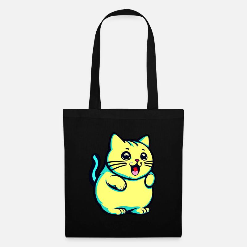Niedliche gelbe Katze - Stoffbeutel - Schwarz