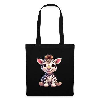 Happy cute Baby Zebra - Stoffbeutel - Schwarz - Vorne
