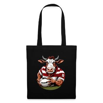 Joueur de rugby Vache - Sac en tissu - noir - Devant