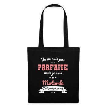 Je ne suis pas parfaite mais je suis motarde - Sac en tissu - noir - Devant