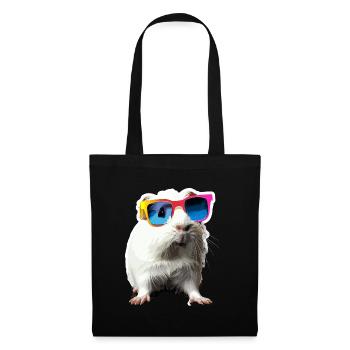 Niedliches Meerschweinchen Chilt mit Sonnenbrille - Stoffbeutel - Schwarz - Vorne