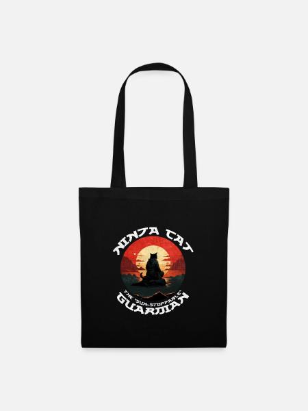Funny Black Ninja Cat - Sunstoppable Guardian - Tote Bag - black