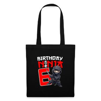 Kids Birthday Ninja Shirt - 6 Year Old Ninja Birth - Stoffbeutel - Schwarz - Vorne