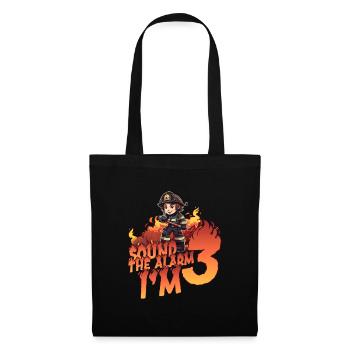 Kids Firefighter 3 Year Old Birthday Boy Theme - Stoffbeutel - Schwarz - Vorne