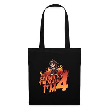Thème de garçon d’anniversaire de pompier pour enfants de 4 ans - Sac en tissu - noir - Devant