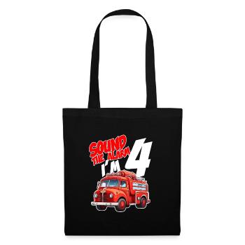 Kids Fire Truck 4 Year Old Firefighter Birthday - Stoffbeutel - Schwarz - Vorne