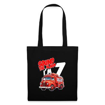 Kids Fire Truck 7 Year Old Firefighter Birthday - Stoffbeutel - Schwarz - Vorne