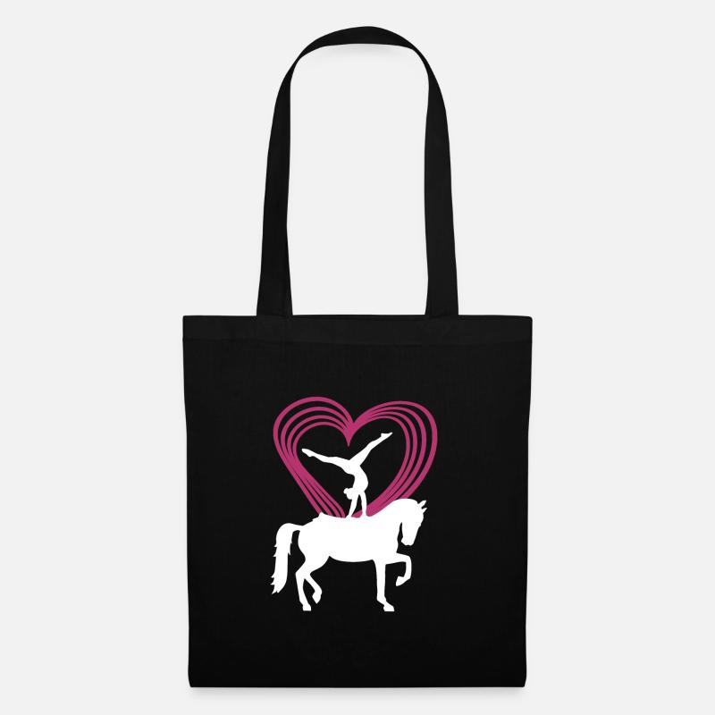 Voltigieren Silhouette Mädchen Reiterin Geschenk - Stoffbeutel - Schwarz