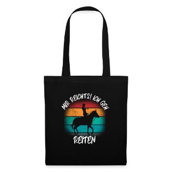 Pferd Reiten Pferdedesign Retro Geschenk Reiterin - Stoffbeutel - Schwarz - Vorne
