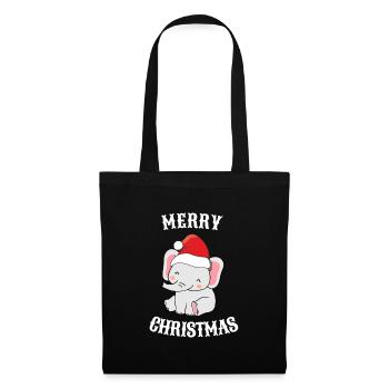 Weihnachten Elefanten Baby Santa Claus - Stoffbeutel - Schwarz - Vorne