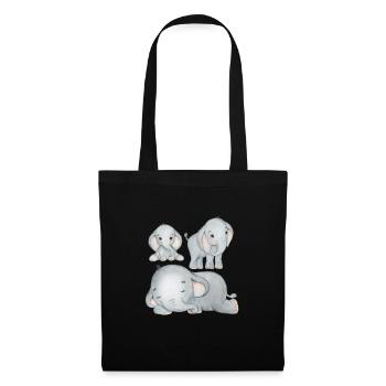 Elephant Family Mama Baby T-Shirt - Tote Bag - black - Front