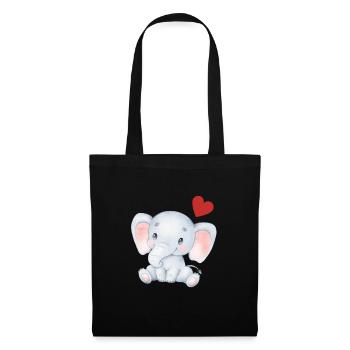 Éléphant Bébé Nourrisson Coeur Enfants T-shirt - Sac en tissu - noir - Devant