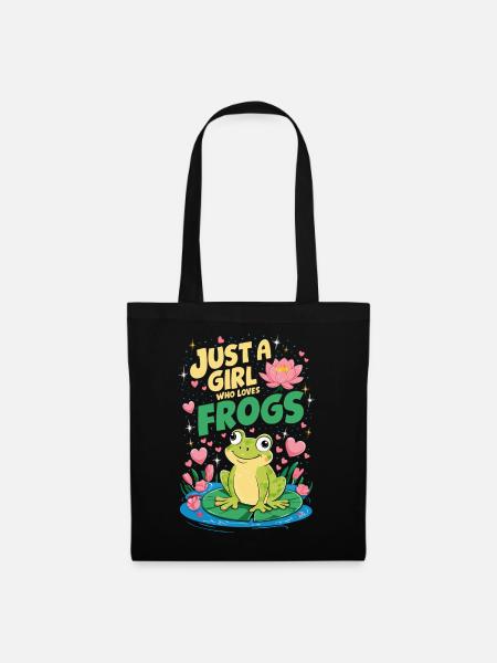 Just a girl who loves frogs - Stoffbeutel - Schwarz