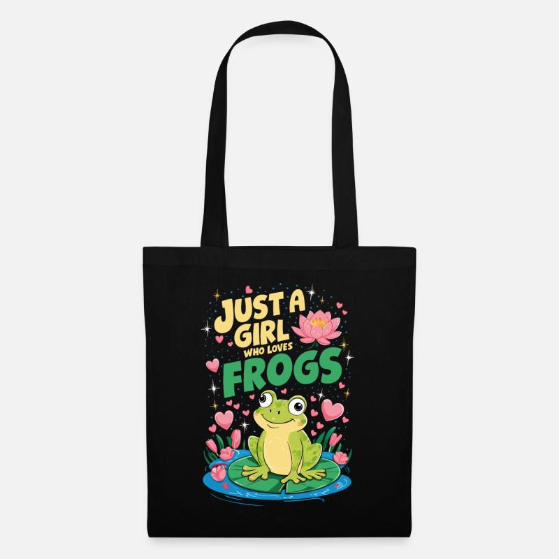 Just a girl who loves frogs - Stoffbeutel - Schwarz
