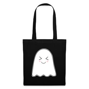 Halloween 2025 T-shirt Gespenst spooky cute Shirt  - Stoffbeutel - Schwarz - Vorne