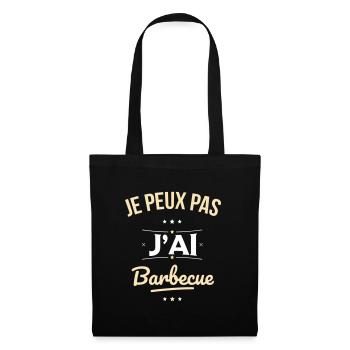 Je peux pas j'ai barbecue - Cadeau humour - Sac en tissu - noir - Devant