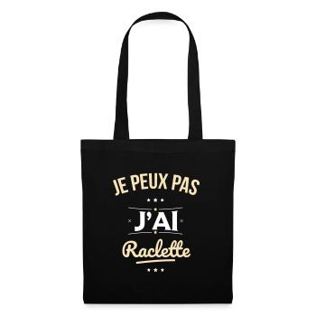 Je peux pas j'ai raclette - Cadeau humour - Sac en tissu - noir - Devant