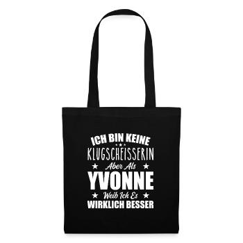 Name Yvonne Vorname Klugscheisserin Namenstag - Stoffbeutel - Schwarz - Vorne