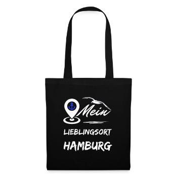 Hamburg mein Lieblingsort-Hansestadt Hamburg-Möwe - Stoffbeutel - Schwarz - Vorne