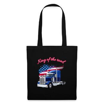 US LKW Amerika mit Flagge -King of the road - Stoffbeutel - Schwarz - Vorne