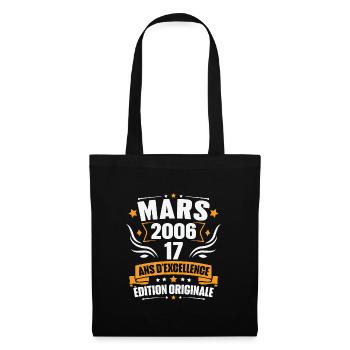 Vintage Cadeau Mars 2006, 17 Ans Anniversaire - Sac en tissu - noir - Devant