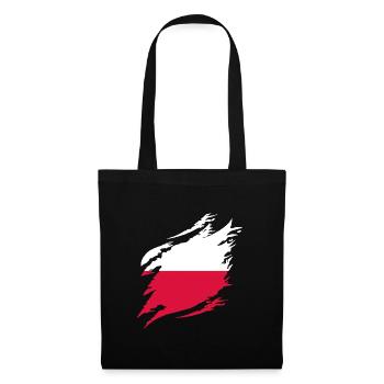 Drapeau de Pologne utilisé Look Polska Drapeau polonais - Sac en tissu - noir - Devant