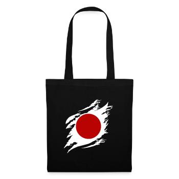 Japan Flagge Used Look Nihon Japanische Fahne - Stoffbeutel - Schwarz - Vorne