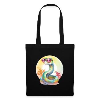 Colorful cool snake with sunglasses - Tote Bag - black - Front