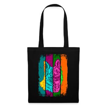 Deutscher Schäferhund Shabby Popart - Stoffbeutel - Schwarz - Vorne
