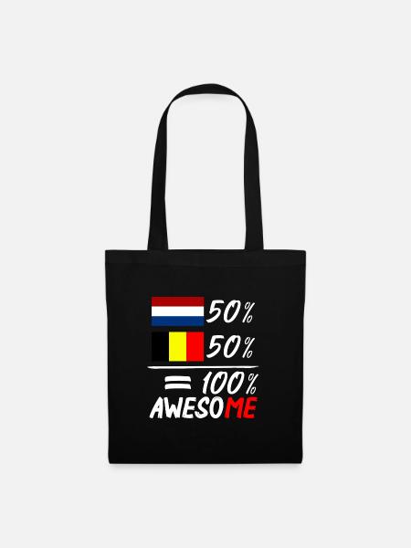 50% Niederlande 50% Belgien - Stoffbeutel - Schwarz