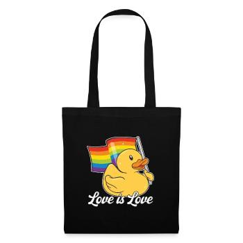 LGBTQ+ Love Is Love Pride Fahne Gummiente - Stoffbeutel - Schwarz - Vorne