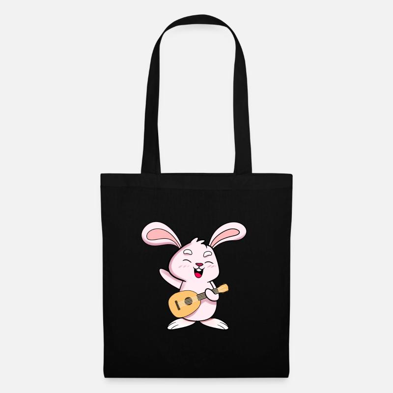 Hase liebt die Ukulele - Stoffbeutel - Schwarz