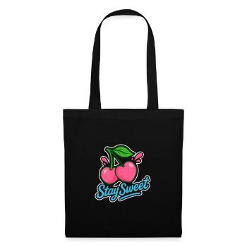 cerises roses - Stay Sweet - Sac en tissu - noir - Devant