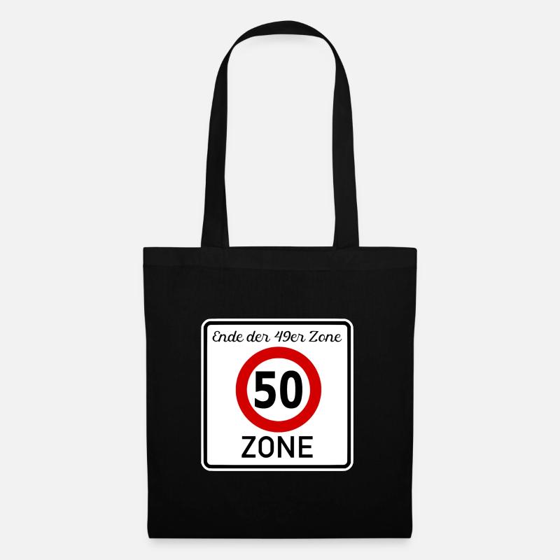 50.Geburtstag - 50er Zone - Stoffbeutel - Schwarz