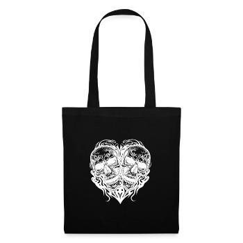 Heart of Two Skulls Tattoo Tribal Style - Tote Bag - black - Front
