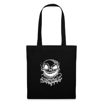 Laughing Halloween Tattoo Skull - Tote Bag - black - Front