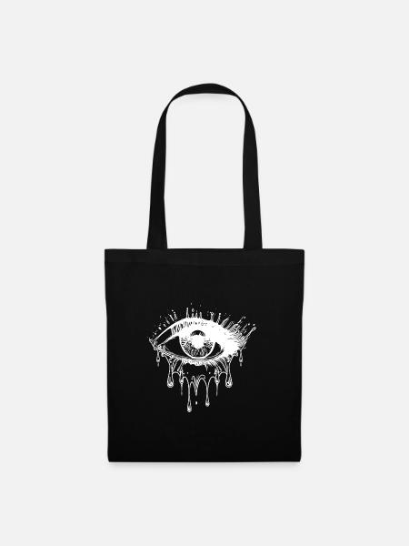 Weinendes Auge Realistischer Tattoo Style - Stoffbeutel - Schwarz