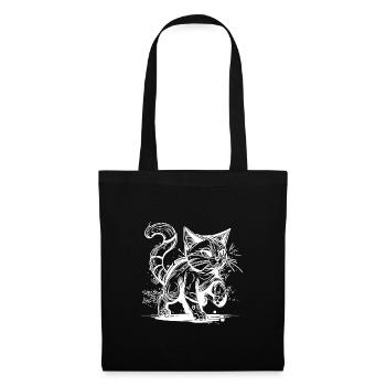 Mignon petit chat de maison maladroit dans le style tatouage - Sac en tissu - noir - Devant