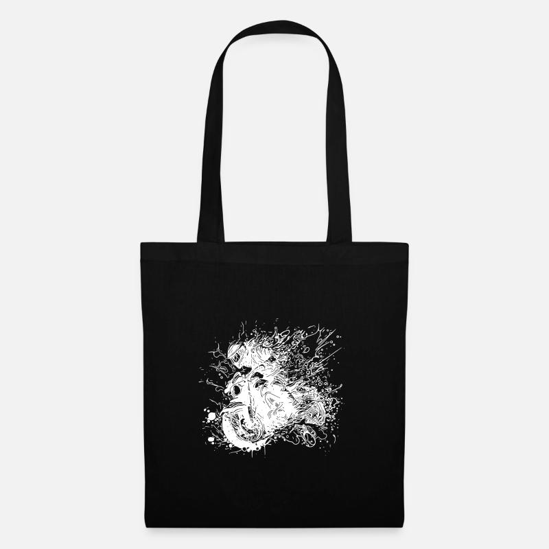 Biker with Helmet Off-Road Riding Splash Style - Tote Bag - black