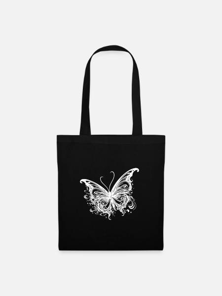 Hübscher Tattoo Kinder Linien Style Schmetterling - Stoffbeutel - Schwarz