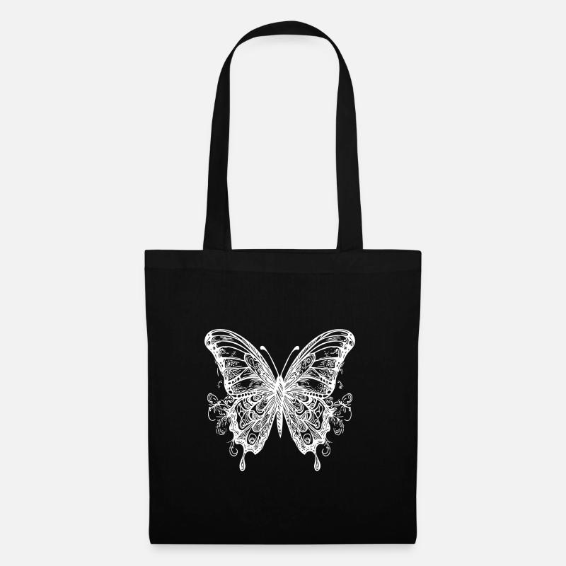 Tattoo Style Schmetterling mit Flügeln - Stoffbeutel - Schwarz