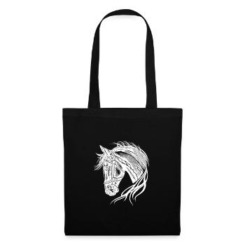 Bel étalon avec une élégante crinière ondulante - Sac en tissu - noir - Devant