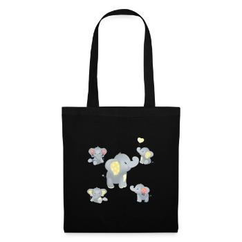 Elephant Family Mom Baby T-Shirt 2023 - Tote Bag - black - Front
