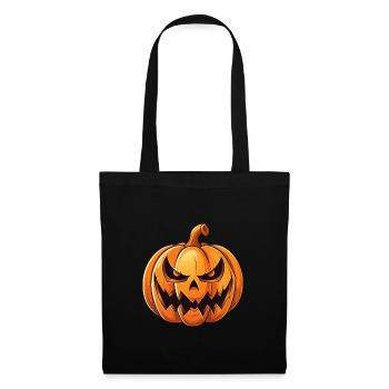 Wilde Halloween Kürbis Fratze - Stoffbeutel - Schwarz - Vorne